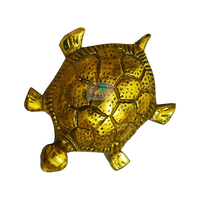 Figurine de tortue dorée en laiton, plaque Vastu Feng Shui Kachua, décoration d'intérieur, religieuse, antique, faite à la main en Inde, cadeau de retour, mariage