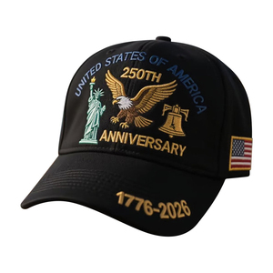 หมวกเบสบอลปักลายฉลองครบรอบ 250 ปีสหรัฐอเมริกา 1776-2026 ลายอินทรีรักชาติ ปรับขนาดได้ ผ้าฝ้ายทวิล 6 แผง ขายส่ง - Product Image 2