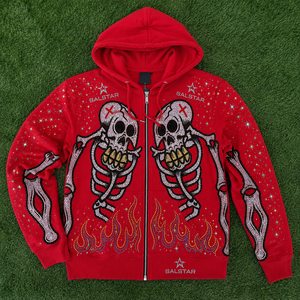 Men's <b>Gothic</b> Skeleton Graphic Red Hoodie <b>Jacket</b> Custom Printed Zip Up Hoodie Streetwear Casual Fashion Hooded <b>Jacket</b> - Product Image 6