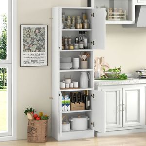 Armadio da Cucina Alto 75 Pollici con Ante e Ripiani, Elegante Credenza per Organizzazione e Stoccaggio - Product Image 3