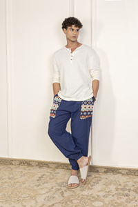 Men's Aladdin Yoga Pants Classic Straight Harem Design <b>Free</b> Size 100% Cotton High Loose Printed Pocket Casual Baggy Lightweight - Product Image 6