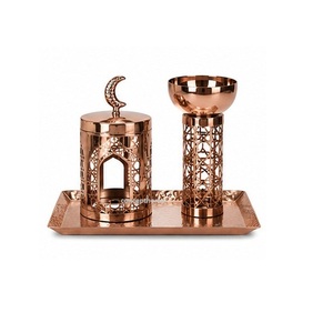 Concept Home Metal Incense <b>Burner</b> Set with Lid and Candle Holder <b>for</b> Aromatherapy Use Arabic Style Black - Product Image 6