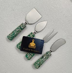 Juego de Cuchillos para Queso, Regalo de Navidad, Superventas, Acero Inoxidable 18/8 con Mango de Terrazo, Herramientas para Cortar Queso, Uso Doméstico y Hotelero - Product Image 1