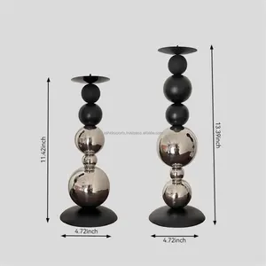 Élégant porte-bougie en acier inoxydable plaqué or, fait main, pour centre de table de réception de mariage, décoration de la maison - Product Image 1