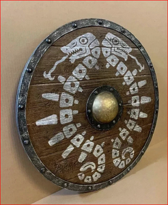 Escudo Vikingo de Madera, Escudo Medieval Listo para la Batalla, Hecho a Mano, Regalo Tradicional Vikingo, Escultura de Pared Medieval - Product Image 3