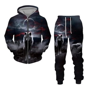 Customized Sweat-Wicking Quick Dry Breathable 100% <b>Polyester</b> Men's Winter Streetwear Hooded Drawstring <b>Jogger</b> Sets Sublimated - Product Image 5