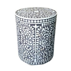 Round Shape Bone Inlay MDF Bedside Table and Wardrobe With Floral Pattern Classic Design For <b>bed</b> Room Living Room Decoration - Product Image 2