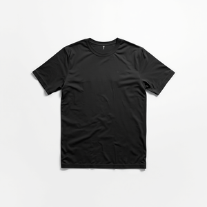 T-shirt de sport pour homme noir uni en polyester 220 GSM à séchage rapide, coupe ajustée, manches courtes, avec poche, col ras du cou, vente en gros - Product Image 3