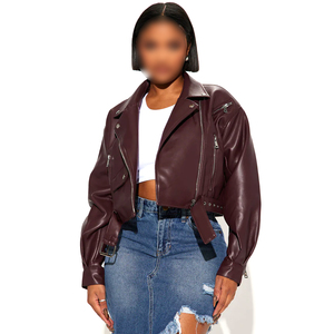 New 2026 Women's PU Leather <b>Quilted</b> Waterproof Eco-Friendly Casual Streetwear Tops & Jackets with Belted Design - Product Image 1