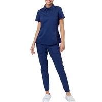 Women's Teal V-Neck <b>Scrub</b> Set Cotton Polyester Woven Hospital <b>Uniform</b> <b>Scrubs</b> Pants - Product Image 6