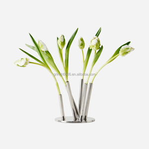 Jarrón de laboratorio de <span class=keywords><strong>roble</strong></span>, jarrones de tallo moderno y alto corto, jarrones de acero de un solo tallo, decoración de mesa para eventos de boda - Product Image 5