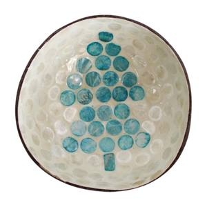 Bol en noix de coco bohème moderne - Incrustation de perles irisées - Artisanat vietnamien laqué à la main - Product Image 1