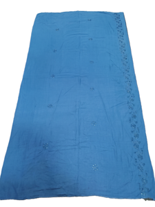 Women Embroidered Cotton <b>Shawl</b> Floral Pattern Blue Lightweight Soft Daily Wear Elegant Hijab <b>Wrap</b> - Product Image 2