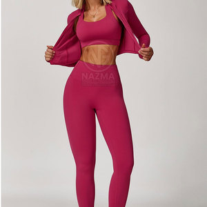 Ensemble de fitness 3 pièces sans couture de haute qualité, respirant, séchage rapide, taille élastique, meilleur matériau, vente chaude pour femmes - Product Image 3