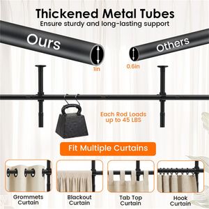 Barra Ajustable para Cortina Divisoria de Habitaciones y Barra para Separador de Ambientes, Resistente, de 28 a 72 Pulgadas de Ancho x 4 a 10 Pies de Alto - Product Image 6