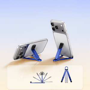 Support de téléphone portable en aluminium portable pour bureau, pliable, de poche, support de téléphone portable de voyage, trépied avec clip mousqueton - Product Image 4