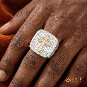 14K Gold Plated Cross Moissanite <b>Ring</b> Baguette Cut Hip Hop Iced Out Statement <b>Ring</b> for <b>Men</b> Luxury Jewelry - Product Image 4