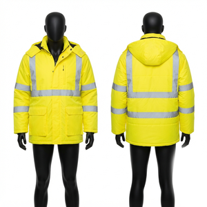 Veste de travail noire en sergé de coton polyester premium 300 GSM avec panneaux réfléchissants et logo personnalisé - Product Image 3