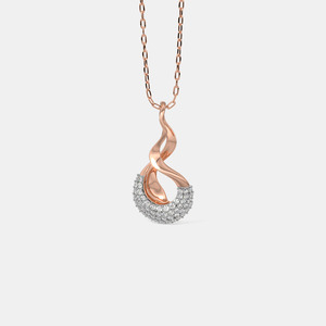 Collier pendentif en or rose 14 carats avec diamant cultivé en laboratoire en forme de flamme - Product Image 2