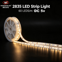 Lampu Strip LED Fleksibel DC5V 60LEDs/m SMD2835 Kecerahan Tinggi, Suhu Warna 3000K-6000K, Pencahayaan Lanskap Berbahan Tembaga.