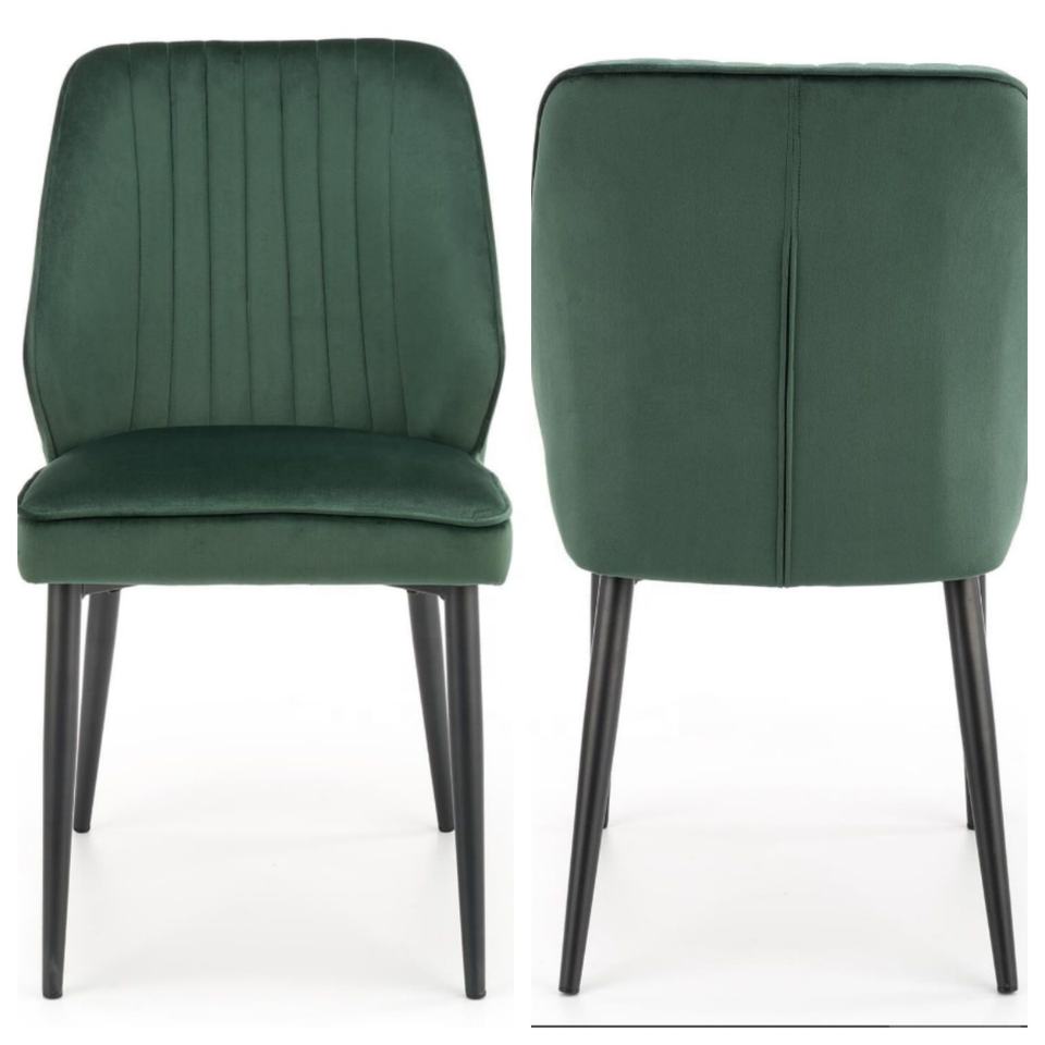 Modern Velvet Dining Chair with Soft Backrests Seats and Black Legs for