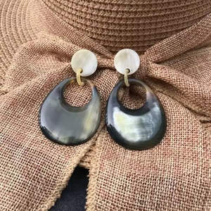 Boucles d'oreilles en corne de buffle naturelle, style antique et tendance, pour femmes, bijoux les plus vendus, design moderne, artisanat naturel - Product Image 6