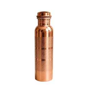 Botella de agua de cobre puro, acabado martillado y liso, para bebidas saludables, a prueba de fugas, reutilizable, botella deportiva de metal, juego de 4 unidades. - Product Image 2