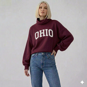 Pull col roulé oversize pour femme OHIO, manches longues, tricoté, couleur unie, pour l'automne, respirant, en coton et bambou, col montant - Product Image 6