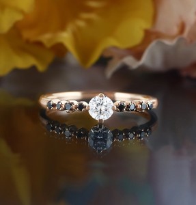 Round Cut Moissanite <b>Ring</b> 925 Sterling <b>Silver</b> Engagement <b>Ring</b> Brilliant <b>Solitaire</b> Dainty Minimalist Wedding Promise <b>Ring</b> - Product Image 1
