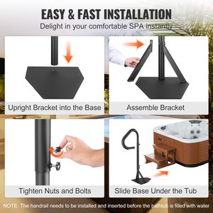 Corrimano per Vasca Idromassaggio Girevole a 360°, Corrimano Laterale per Spa Regolabile in Altezza da 48-63 Pollici, Dispositivo di Assistenza per Spa in Alluminio Antiruggine - Product Image 4