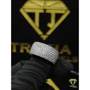 Luxury Full Iced Moissanite Diamond <b>Ring</b> in 925 Sterling <b>Silver</b> Hip Hop Statement Band for <b>Men</b> and Women By Trisha Jewels - Product Image 5