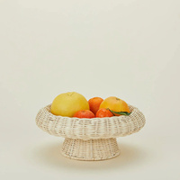 Bowl Decorativa Elevada de Vime Branco com Borda Grossa para Frutas e Centro de Mesa, OEM ODM Atacado