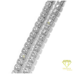Cadena de tenis de lujo con diamantes VVS cultivados en laboratorio en plata de ley 925 con eslabones de piedra cuadrada para distribuidores de joyería - Product Image 5