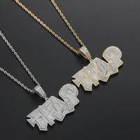 Collier pendentif en laiton zircon pour homme, style hip-hop, avec breloque en cristal étincelant, chaîne streetwear, bijoux en moissanite, cadeau pour lui