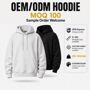 Sudadera con Capucha para Hombre, 280-500GSM, Algodón French Terry, Color Sólido, Casual, con Bolsillo, OEM ODM Personalizable - Product Image 1