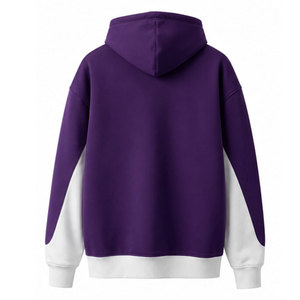Sudadera con Capucha Unisex de Felpa Morada con Detalles Blancos, Logotipo Estampado en la Parte Delantera, Corte Holgado Informal, Ropa de Otoño - Product Image 3
