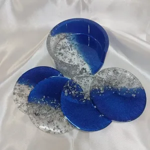 Ensemble de sous-verres élégants en résine avec accents métalliques de 5 mm d'épaisseur pour une décoration de salle à manger moderne, résistants à la chaleur, réutilisables, accessoires pour la maison - Product Image 4