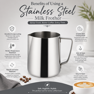 Pichet à lait en acier inoxydable de qualité supérieure, design conique, avec bec verseur de précision pour l'art latte et le café - Product Image 3
