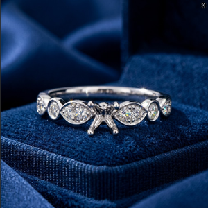 แหวนกึ่งภูเขาเพชรสีขาวทองแท้18K สำหรับผู้หญิงขายส่งเครื่องประดับชั้นดีสำหรับผู้หญิง - Product Image 1