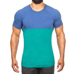 2052 gros deux tons mode T-Shirt surdimensionné Muscle Fit sport T-Shirt 100% coton Gym Muscle hommes à manches courtes T-Shirt - Product Image 2