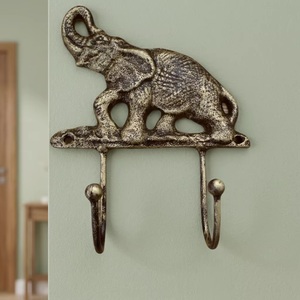 Vintage Elephant Wall Mounted Cast <b>Iron</b> Coat Hooks with 2 Hooks Eco-Friendly Antique Design for Clothing Storage - Product Image 1