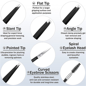 Eyebrow Tweezer Kit Precision Tweezer Set Stainless Steel Eyebrow Tweezers Beauty Grooming Set Face Grooming <b>Tools</b> - Product Image 2