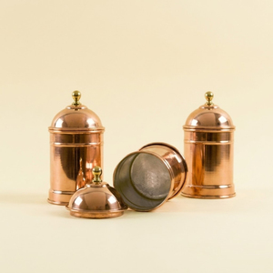Handmade Pure Copper <b>Kitchen</b> Canister Set with Brass Knobs Vintage Style Food <b>Storage</b> Jars For Coffee Tea & Spices Eco-Friendly - Product Image 1