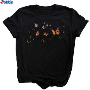 Camiseta estampada para mujer, tops gráficos para chicas, estilo dulce, camiseta con estampado de rosas y mariposas, camiseta holgada, transpirable y hermosa - Product Image 3