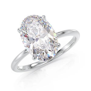 Bague de fiançailles classique en argent 925 plaqué platine avec moissanite ovale 2 carats pour femme - Product Image 2