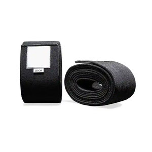 Manchon de soutien élastique noir pour genou, pour hommes, vêtement de fitness, couleur unie, logo personnalisé imprimé, patch logo - Product Image 2