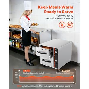 Commercial <b>Electric</b> Standard Warming Drawer <b>Warmer</b> Stainless Steel <b>Food</b> <b>Warmer</b> Freestanding 85-185 Fahrenheit Wide Temperature - Product Image 2
