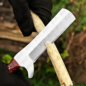 มีดตัดวัวเหล็ก D2 ทำมือ, มีดใบตายสำหรับล่าสัตว์และตั้งแคมป์ พร้อมปลอกหนัง – สไตล์คาวบอยแบบสั่งทำพิเศษ - Product Image 2