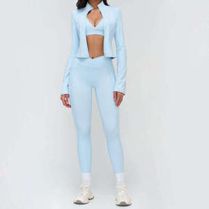 Conjunto Deportivo de Dos Piezas para Mujer, Nuevo Lanzamiento 2026, para Fitness y Running, Transpirable, Ajustado, Manga Larga, Pantalones Cortos, Yoga - Product Image 5