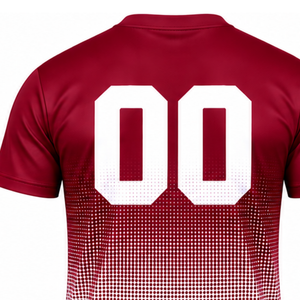 Maroon and <b>White</b> Gradient Sublimation <b>T</b> <b>Shirt</b> Men Short Sleeve Crew Neck Custom Printed Sports Training Performance Athletic - Product Image 4